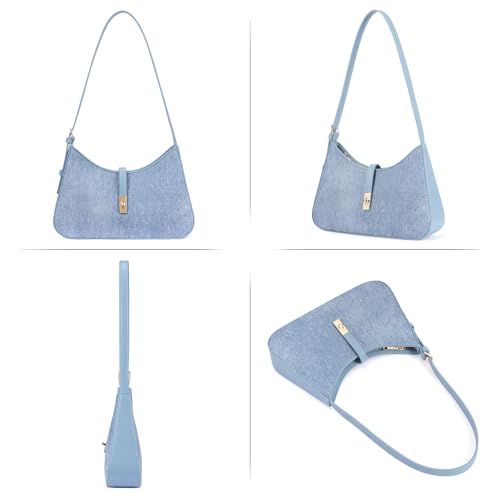 Image of CLUCI Denim Purses for Women, Shoulder Bag, Handbag Hobo Bags Vegan Leather Crossbody Purse with Adjustable Strap