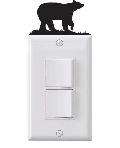 Bear Light Switch Stickers – 2 Pack Removable Vinyl Wall Decals for Kids Room, Nursery, Bedroom & Cabin Decor – Black