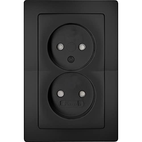 Kopp Paris 944750081 2-Way Socket without Protective Contact with Increased Touch Protection Matte Black