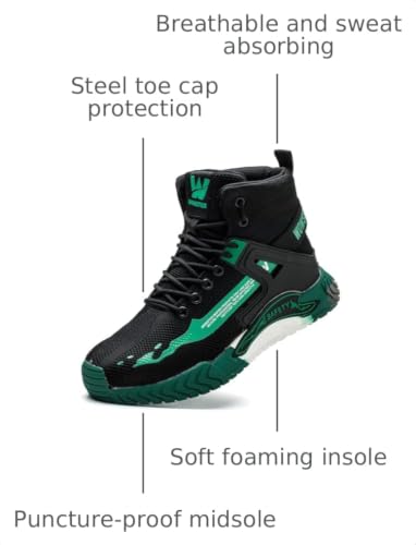 Image of WOWSTICK Lightweight Work Safety Steel Toe Sneakers, Slip Resistant Breathable Light Construction Tennis Shoes