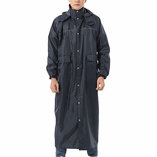 Ynport Crefrek Imperméable Hommes et Femmes Adulte Randonnée Camping Veste de Pluie Unisexe Extérieur Imperméable Costume Moto Vêtements de Pluie Poncho Épais(Bleu Marine,XL) Cover
