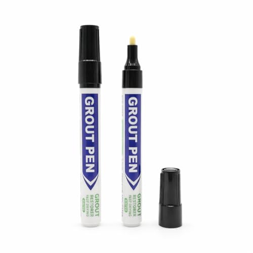 Grout Pen Twin Pack Black Tile Grout Repair Pen for Bathroom and Kitchen Restores and Colors Grout Lines Anti-Mold Formula Covers up to 120m