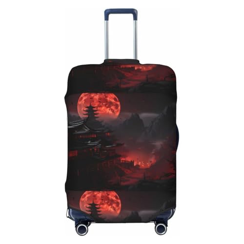 Shogun Blood Moon Print Luggage Cover Washable Elasticated Suitcase Covers TSA Approved Stylish Dust and Scratch Resistant Case Protector for Kids and Adults