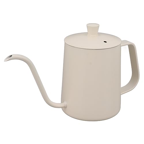Stainless Steel Pour Over Kettle, Precisely Control Gooseneck Spout Drip Coffee with Hanging Ear Design for Coffee, Tea, Hot Drinks (White 600ml)