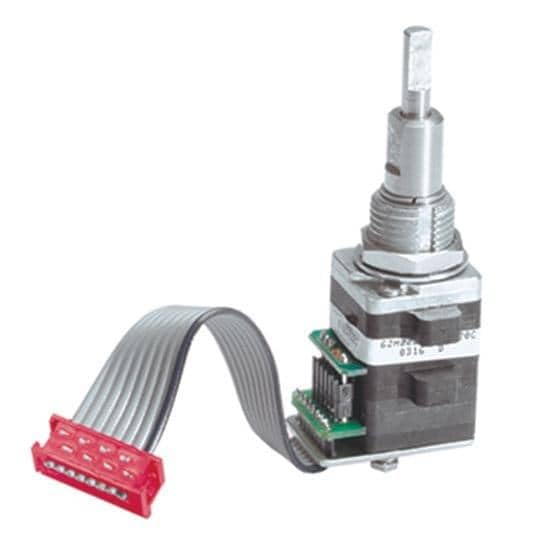Rotary Encoder - Optical - Quadrature (Incremental) - 16 Pulses per Revolution - 5V - Concentric Actuator - Detent - Built in Switch - Cable Leads.