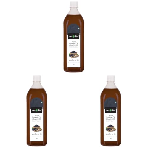 Image of nutndiet Cold Pressed Black Sesame Oil (Gingelly Oil) 1 Litre PET Bottle | Pure & Natural | Perfect for Cooking, Hair Care, Skin Care & Massage | |Multipurpose Usage | Nutrient-Rich & Chemical-Free