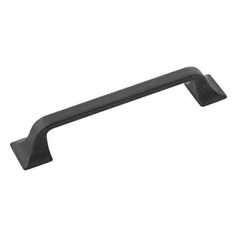 Hickory Hardware 1 Pack Solid Core Kitchen Cabinet Pulls, Luxury Cabinet Handles, Hardware for Doors & Dresser Drawers, 5-1/16 Inch (128mm) Hole Center, Black Iron, Forge Collection Cover