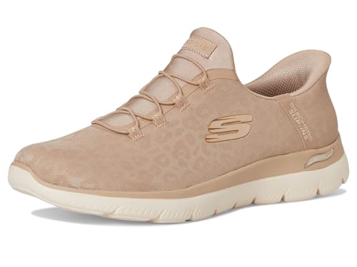 Skechers Womens Arch Fit Summits Hands Free Slip-Ins Taupe/Gold 9.5 Medium