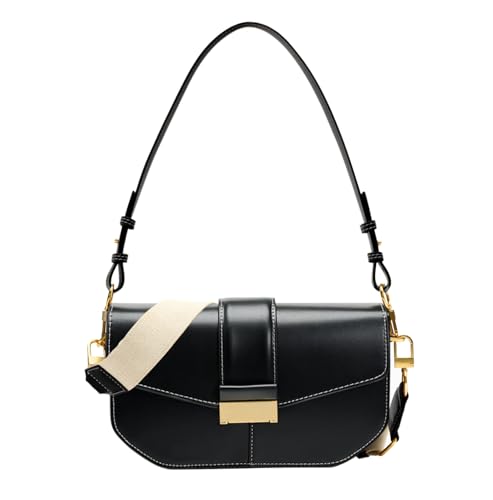 Trendy Small Shoulder Bag Stylish Crossbody Purse for Women Wide Strap Leathe Flap Shoulder Clutch Purses