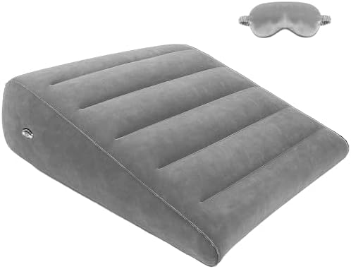 Inflatable Wedge Pillow for Sleeping - Inflatable Travel Cushion with Eye Mask for Head Shoulder,Back,Knee,Leg Elevation,Post-Surgery Support,Acid Reflux & Back Pain Relief,Snoring,Portable Wedge