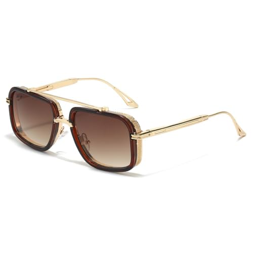 Lunettes de soleil homme style steampunk en métal luxe modèle 5868-C4