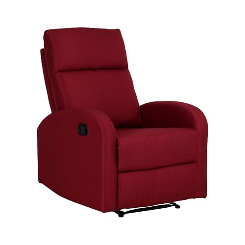 Totò Piccinni Poltrona Relax Reclinabile con Poggiapiedi Imbottita Confortevole (Manuale, Tessuto Bordeaux)