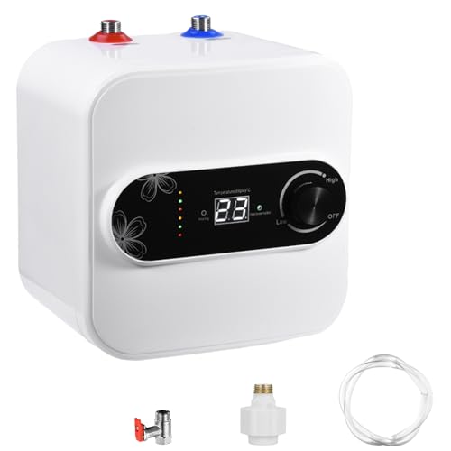 Bellanny Mini Calentador de agua eléctrico, 1.5kW 220V El grifo de agua instantáneo eléctrico con tanque de agua de 10 litros, IP4x impermeable debajo del calentador de agua del fregadero con pantalla