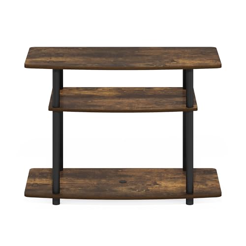 Image of Furinno Turn-N-Tube TV Stand, 3-Tier No Tools Entertainment Center, TV Console for TV up to 32 Inch, for Living Room, Bedroom, Amber Pine
