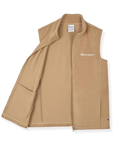 Image of Champion Boys Polar Fleece Vest Lightweight Sleeveless Zip Front Jacket with Pockets, Kids Outdoor Layering