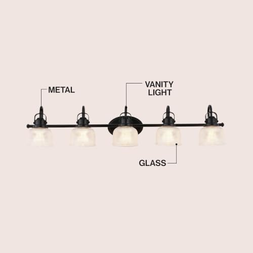 Image of JONATHAN Y Virginia 42.75 inch Black 5-Light Modern Farmhouse Vanity Light