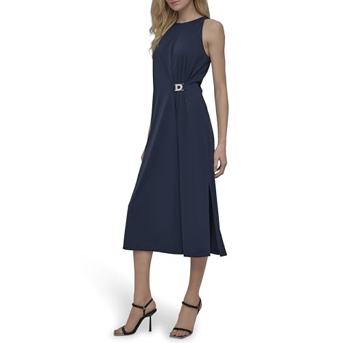 DKNY Women's Sleeveless Jewel Neck Midi Dress3