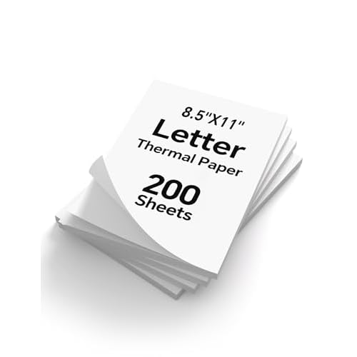 200 Sheets Thermal Printer Paper 8.5x11 US Letter MT610 Thermal Paper, Compatible with PRT/iDPRT/HPRT Portable Printer and Other Brands Thermal Document Printers 200 Sheets Continuous