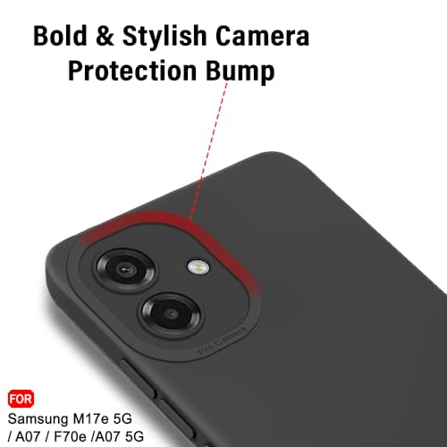 Image of TheGiftKart Liquid Silicon Back Cover Case for Samsung Galaxy M17e 5G / A07 / F70e / A07 5G | Stylish Camera Protection Module | Micro-Fibre Lining Inside | Shockproof Cover Case (Silicone, Black)