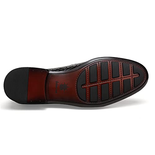 Image of Mens Leather Tassel Loafer, Classic Luxury Smooth Upper Tassel Slip-on Penny Loafer for Mens, Black