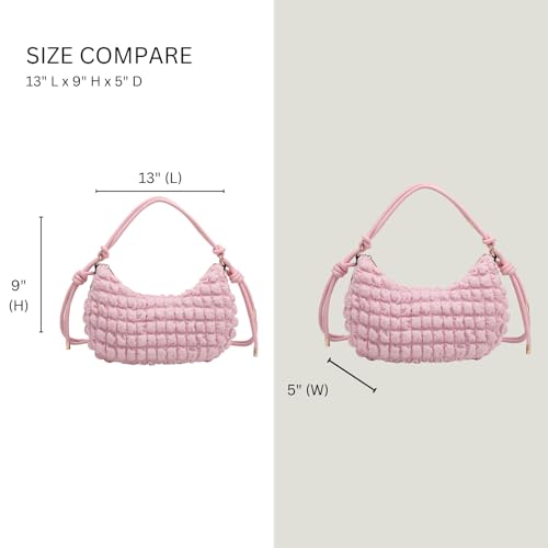 Nelly Quilted Puffy Shoulder Bag for Women Nylon Crossbody Purse Ladies Hobo Handbag with Knotted Strap3