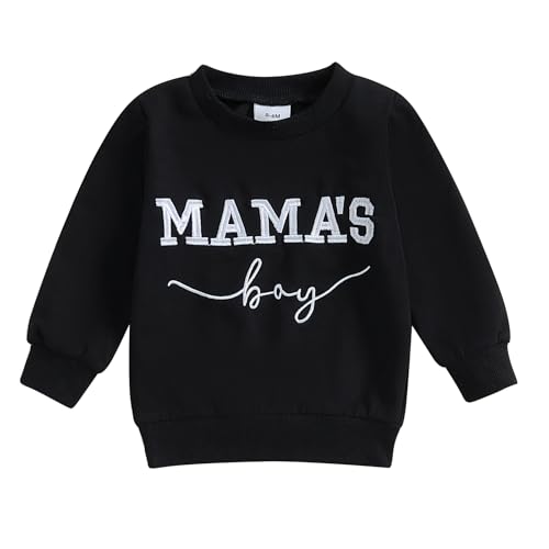 Toddler Baby Boy Sweatshirts Letter Embroidered Long Sleeve Baby Pullovers Tops Infant Fall Winter Casual Tops