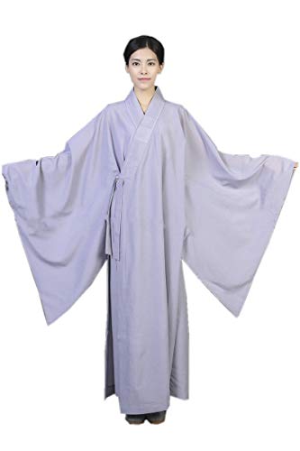 DGXIN Shaolin Unisex Monk Kungfu Robe Zen Buddhist Long Gown