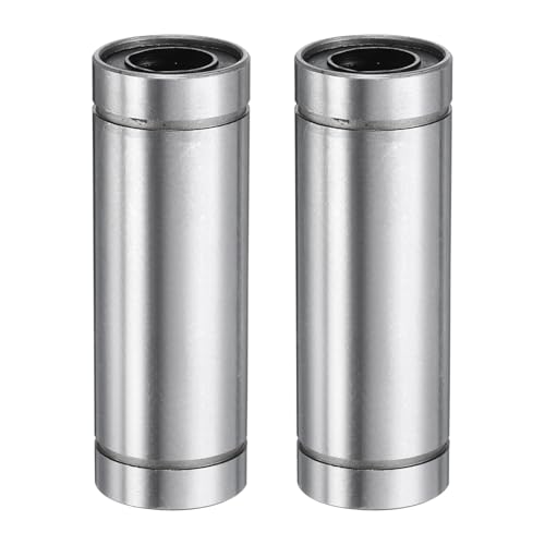QUARKZMAN 2 Stück LM10LUU Linearlager 10mm Bohrung 19mm OD 55mm Länge Linearkugellager Doppelseitig Gummiabgedichtetes Lagerstahl für CNC-Maschine 3D-Drucker Lebensmittelverpackungsmaschine