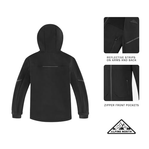 ALPINE NORTH Tofino Jr. Kids Softshell Jacket With Hood - Spring and Fall Water Resistant Rain Coat For Boys and Girls3
