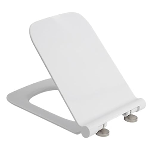 Brigtviee Tapa WC DuropláStico,Asiento De Inodoro Cuadrado Redondeado/Trapezoide Taza WC,Tapas De Water De Cierre AutomáTico Y Suave,Tapa Vater De PP Materiales con Bisagras Ajustables
