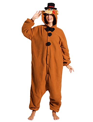 vavalad Cartoon Onesie Pajamas Fazbear Costume Adult Costume Animal Halloween Pajamas Cosplay Sleepwear