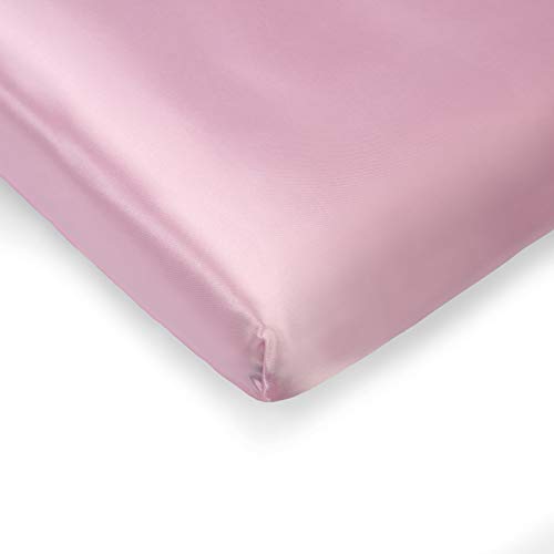 Image of Pro Goleem Satin Pack n Play Playard Sheet Great for Baby Hair Soft Silk Feeling 27x39 Inch Fitted Portable Mini Crib Sheet Playard Mattress Cover for Girls Pink