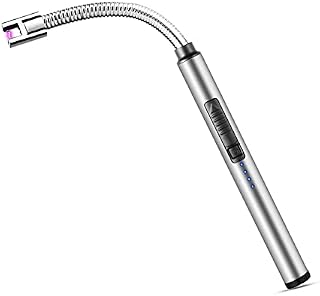 Candle Lighter Rechargeable Candle Lighter Electric Lighters Flameless Electric Candle Lighter Safety Lock Arc Lighters Windproof Flexible Long Lighter for Home Kitchen Outdoor BBQ Camping