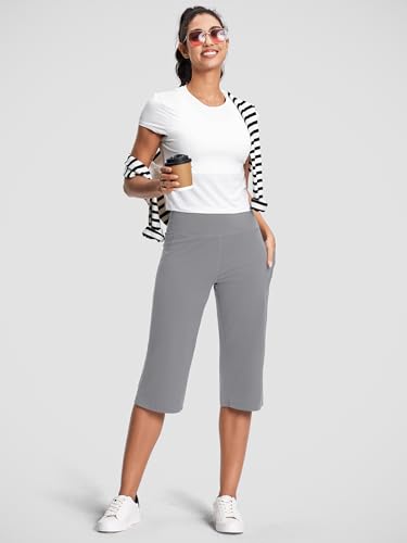 Image of ISEEGZ 15 inch / 18 inch / 21 inch / 25 inch Capri Pants for Women High Waist with Pockets Women's Capris Workout Yoga Pants Loose Straight Leg
