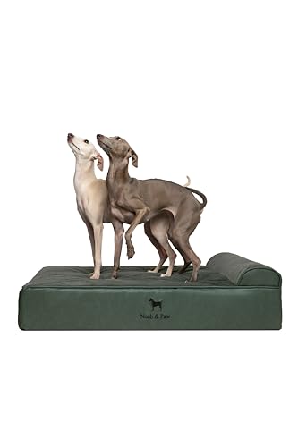 NOAH & PAW Large Dog Bed, 35x25x11 Inch, Orthopedic Dog Beds, Eggshell Memory Foam Infused with Cooling Gel, Waterproof, Machine Washable, Includes Inner Cover (Faux Leather)