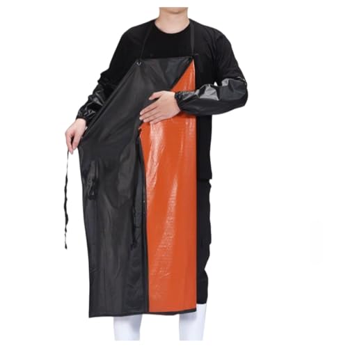 QDMHA Delantal de Trabajo Impermeable de PVC, Duradero y Resistente a Aceites y Químicos, con Correás Ajustables, Protección de Manga Larga para Cocina, Jardinería e Industria, Unisex