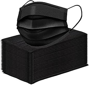 REQUISITE NEEDS Face Mask Black Disposable for Adults, Disposable Breathable Face Coverings, Face Masks Breathable,3 Layer Face Masks | Suitable For Sensitive Skin Black
