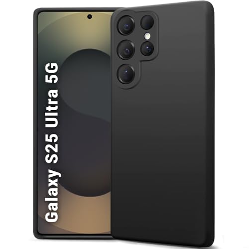 Image of TheGiftKart Liquid Silicone Back Cover Case for Samsung Galaxy S25 Ultra 5G | Soft Micro-Fibre Lining Inside | Camera & Screen Protection | Shockproof Case for Samsung S25 Ultra (Silicone, Black)