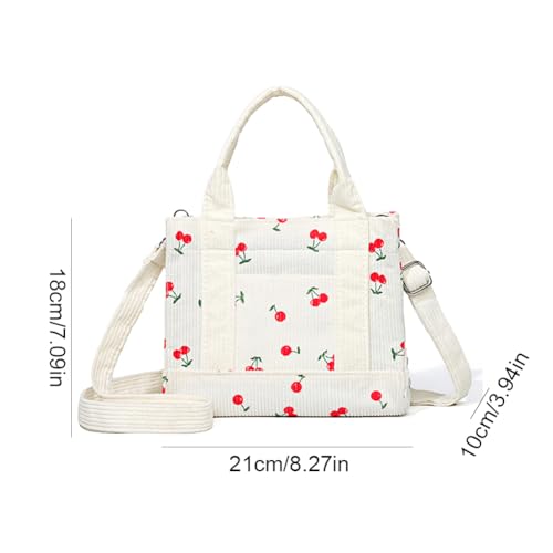 Image of Corduroy Tote Bag Small Satchel Bag for Women Crossbody Bag Purse with Zipper Casual Hobo Handbag