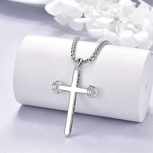 YFN Sport Necklace Sterling Silver Never Give Up I Can Do All Things Pendant Jewelry Sport Gifts for Women Men2