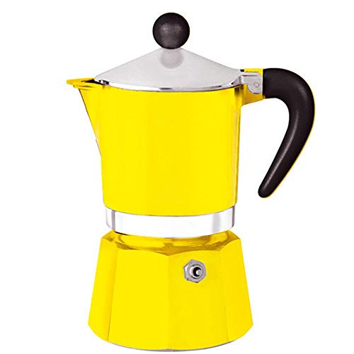 BDDCYWY Mocha Pot Cafetera Espresso Utensilios de café caseros Mocha Pot Cafetera espresso Cafeteras para estufa (Color: Plata, Tamaño: 4 tazas) (Amarillo 6 tazas)