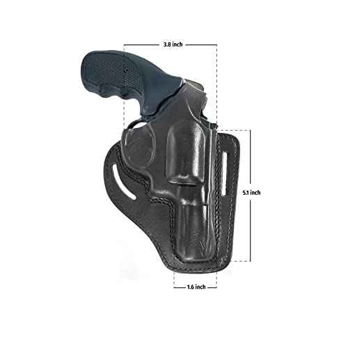 Koltster Leather Holster For S&W K-Frame 3" Barrel, 2 Slot Pancake Black Leather Holster Thumb Break Rh (Alis351) #TOP4