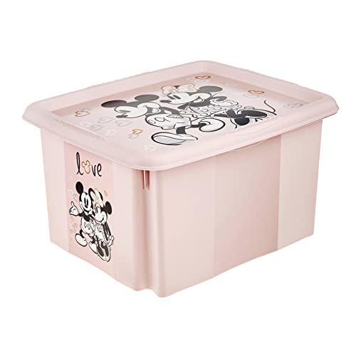 keeeper Minnie Maus Boîte de Rangement avec Couvercle, Pivotante et Empilable, Pour Enfants, 24 L, Karolina, Nordic Pink