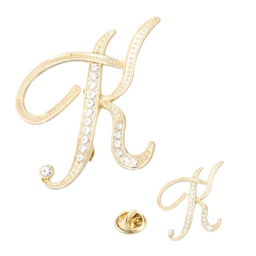 Image of PATIKIL Rhinestone Letter Brooch Pins, Initial Rhinestone Alphabet Letter Lapel Badges Pin for Women Men Suits Dress Coat