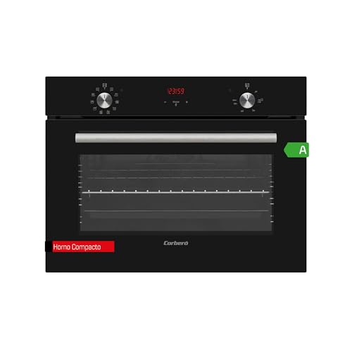 Corberó - Horno Compacto 50 L | CCHCV451021DTG | Cristal Negro | Hidrólisis | Multifunción | Display Touch | Guías Extraíbles | 10 Programas | 3100W Potencia | Eficiencia Energética A, Negro