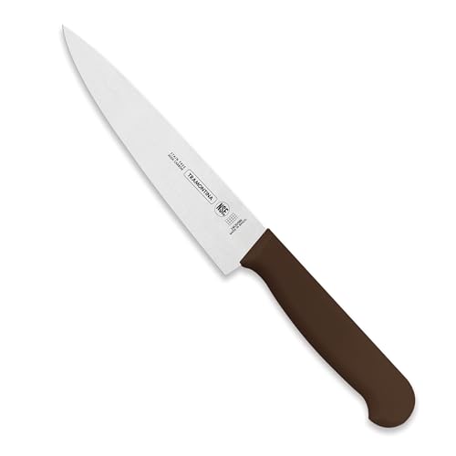 Image of TRAMONTINA Professional Meat /Chef Knife 15 cm | Stainless Steel Sub-Zero Treated Blade | Antimicrobial Brown Polypropylene Handle | Heavy-Duty Butcher & Meat Processing Knife