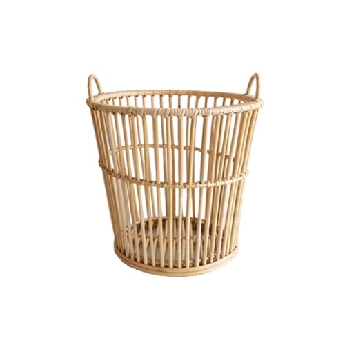 Panier à linge rond en rotin tressé et osier creux, grand bac de rangement pour vêtements sales