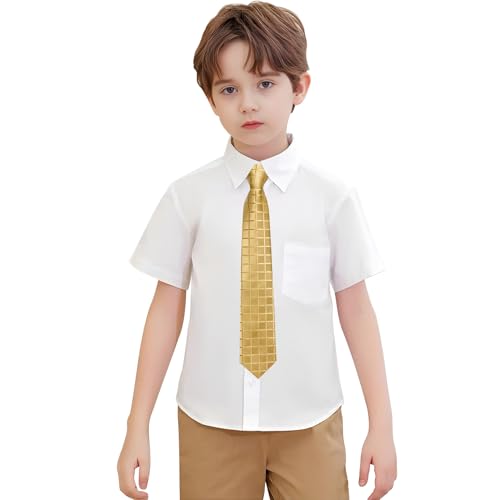 Image of Hi-Tie Boys Tie Pre-Tied Pocket Square Set Adjustable Kids Neckties Age 7-11 Years School UniForm Graduation