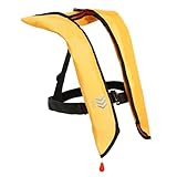 Manual Inflatable Life Jacket|Life Vest for Adults|PFD Low Profile|Supports up to 330 lbs(YSH709) (Yellow)