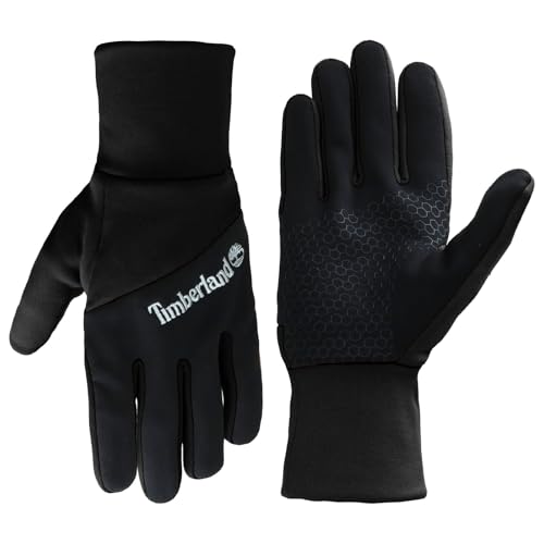 Timberland Men’s Colorblock Conductive Gloves - Palm Fleece Backed, Water Resistant, Touchscreen, Warm Winter Handwear Grip, Black, Large-X-Large